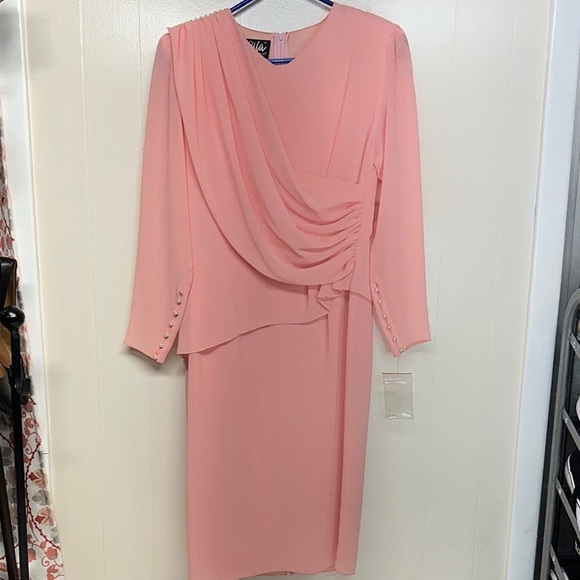 NWT Vintage Ursula Draped pink Dress perfect for Easter or a formal event - Picture 1 of 12